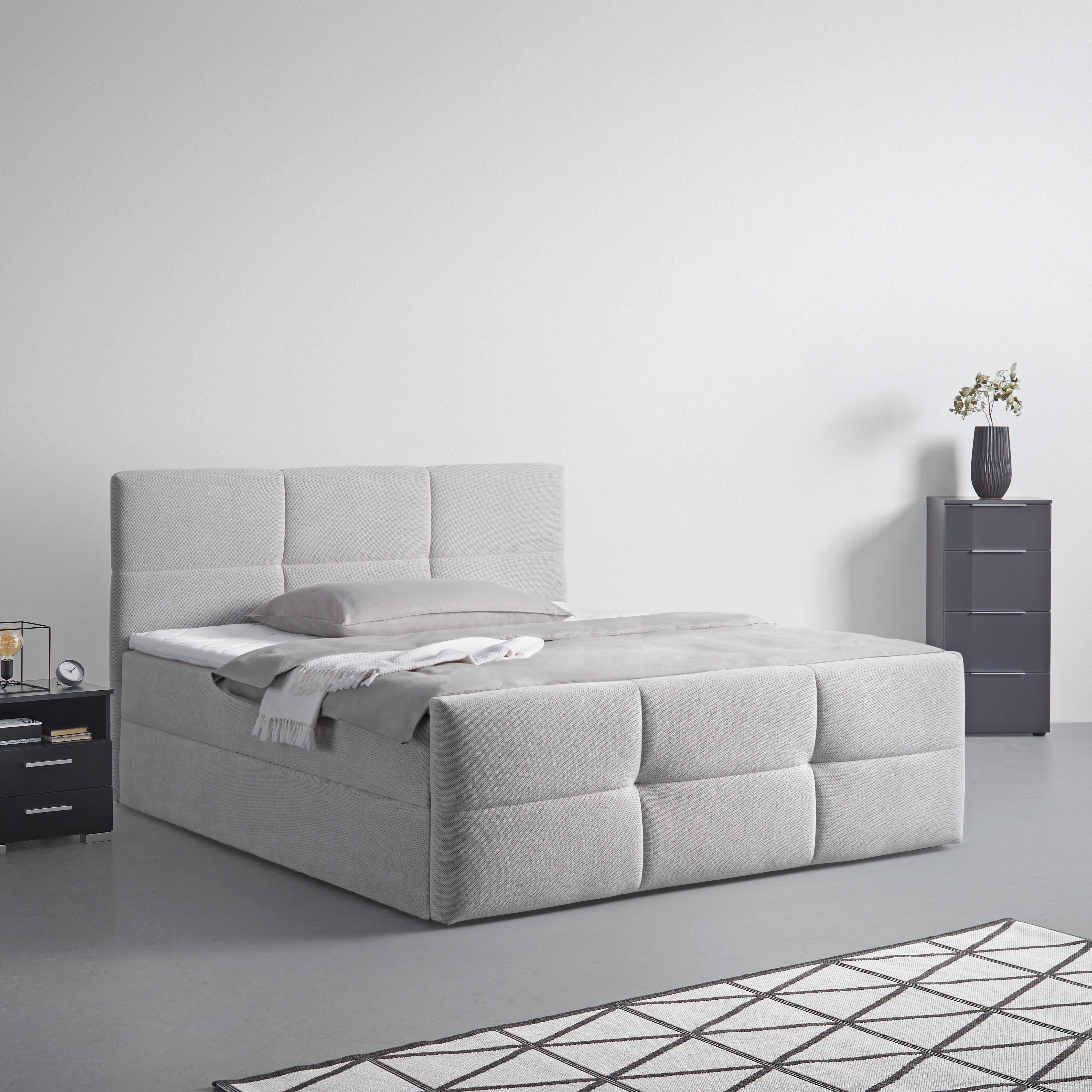 Postelja Boxspring Amalfi, 180x200 - črna/svetlo siva, Konvencionalno, umetna masa/tekstil (180/200cm) - Mömax