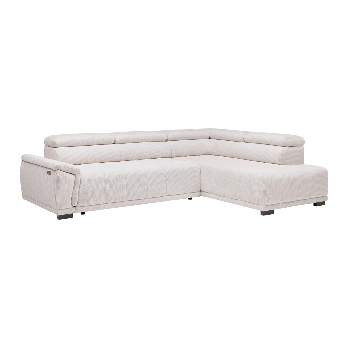 Ecksofa Gremio Rechts Grauweiß - Grauweiß/Schwarz, MODERN, Kunststoff/Textil (283/206cm) - Premium Living