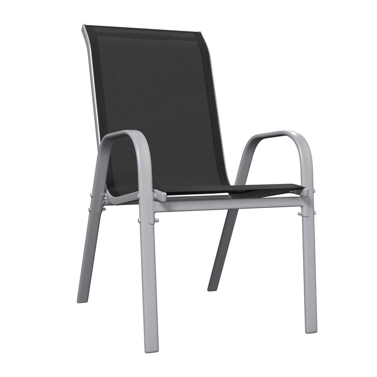 ZESTAW FOTELI OGRODOWYCH CASTIGLIONE - kolor srebrny/czarny, Modern, metal/tkanina (54/94/73cm) - Ambia Garden