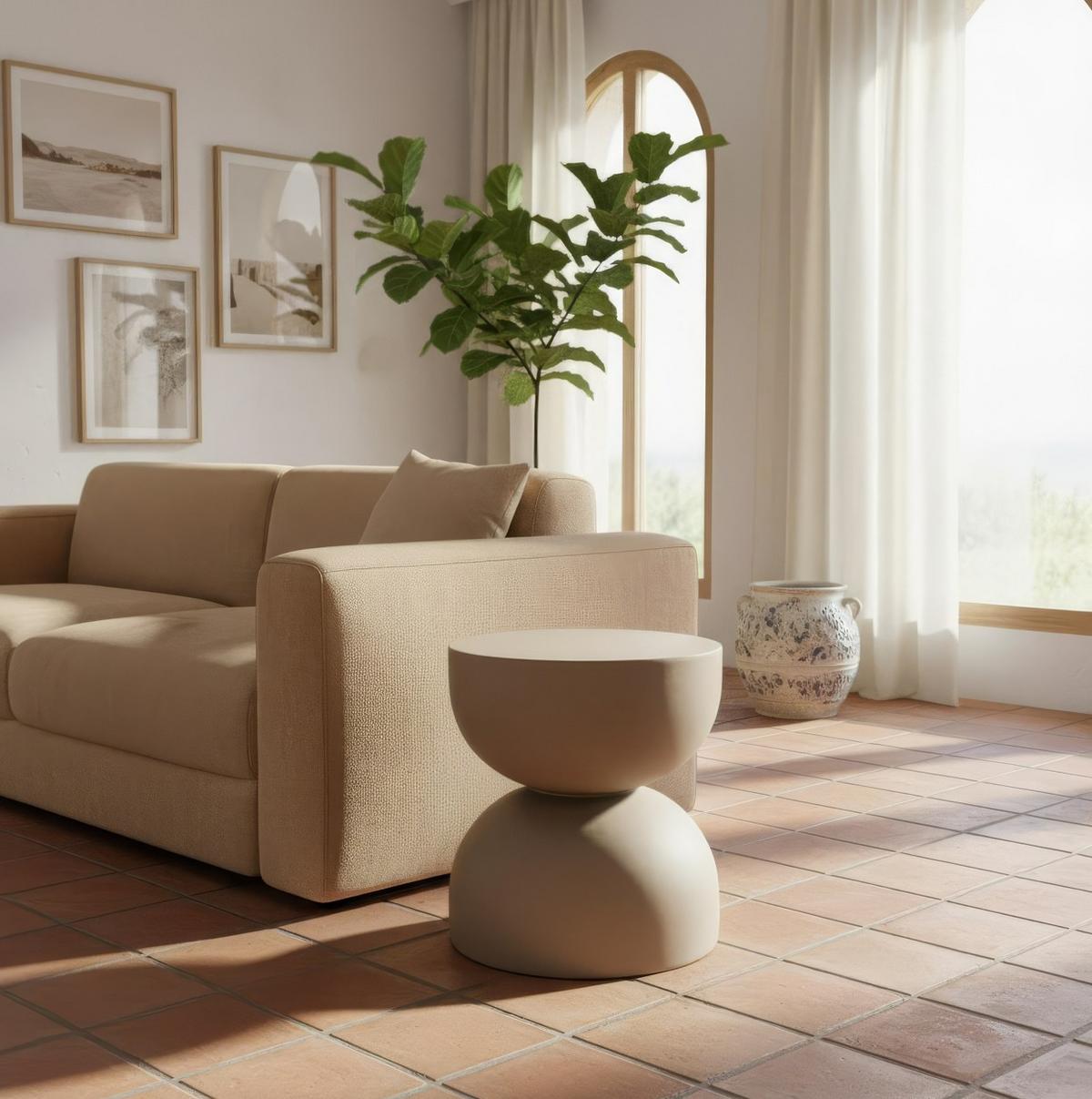 STOLIK KAWOWY KEPRNIK - greige, Design, kamień (35/35/39cm) - MID.YOU