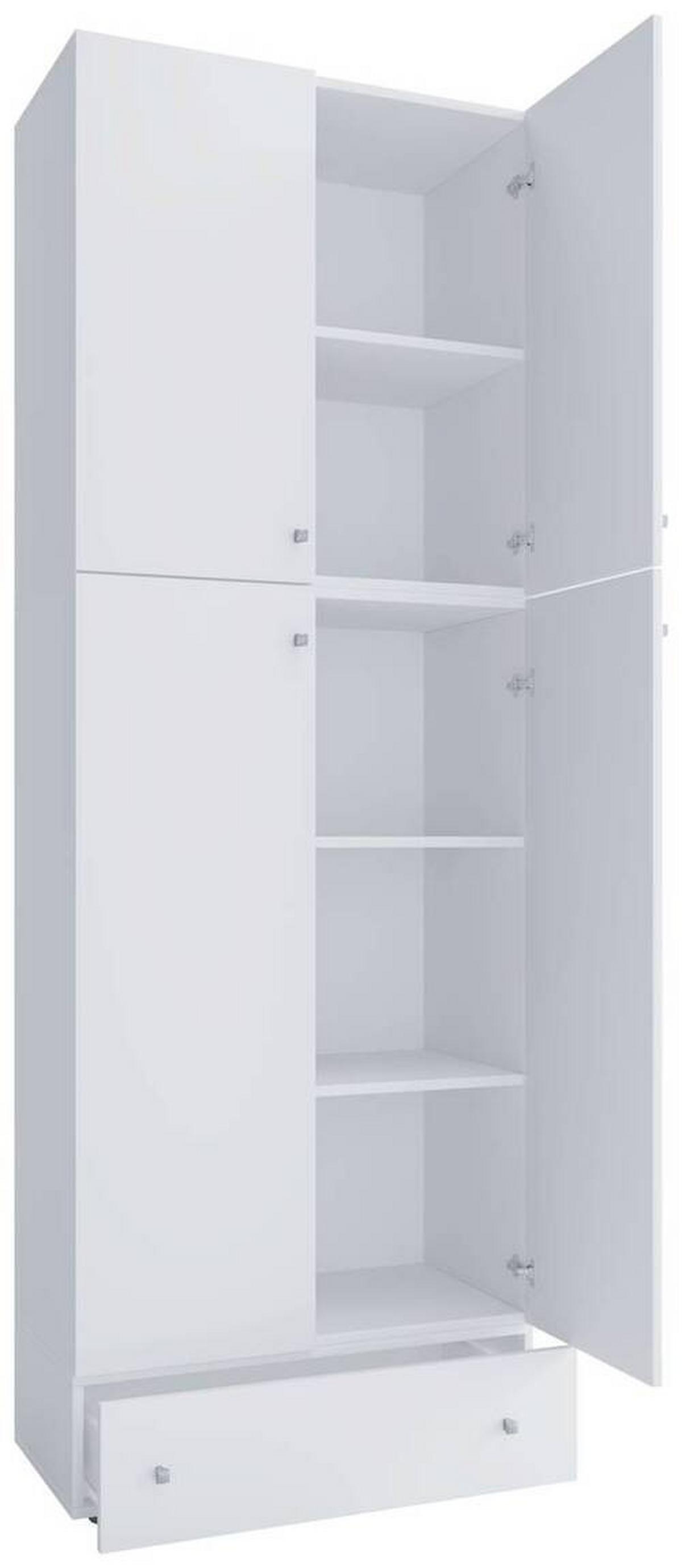 Kleiderschrank Lona XXL Weiß ca. 70x200x39 cm - Weiß/Grau, MODERN, Holzwerkstoff/Kunststoff (70/200/39cm) - MID.YOU
