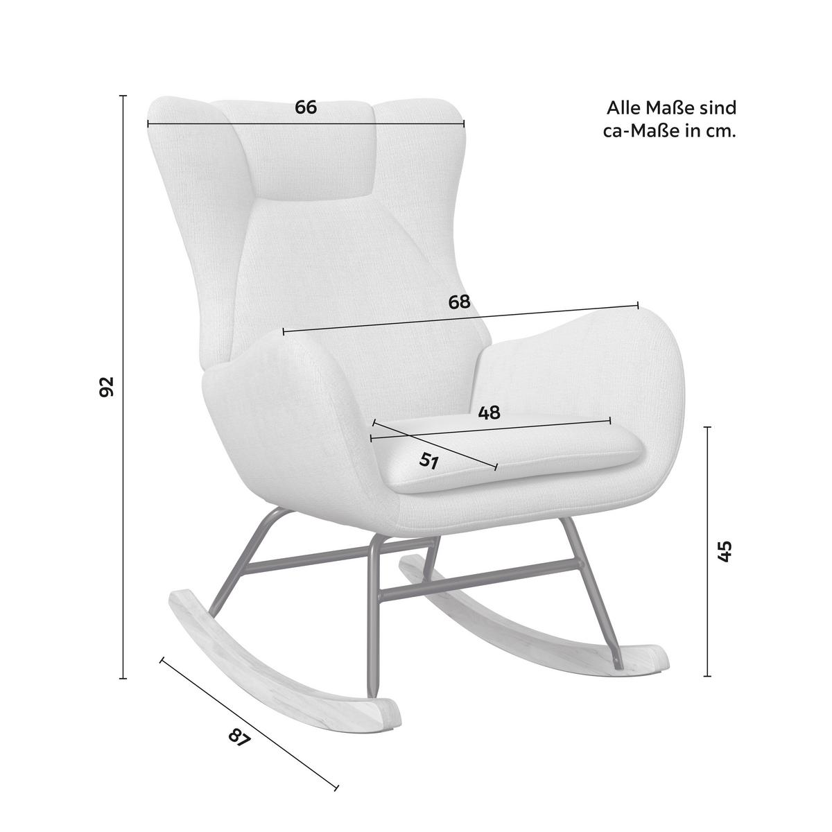Schaukelsessel Emilio Chenille Hellgrau - Hellgrau/Naturfarben, MODERN, Holz/Textil (68/92/87cm) - Bessagi Home