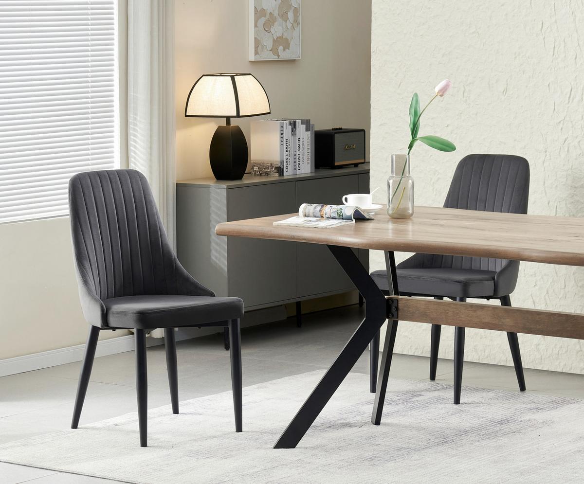 Set Stolov Claudia, Antracit, 2 Kos - črna/antracit, Moderno, kovina/tekstil (44/88/58cm) - MID.YOU