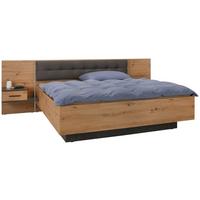 Set Kreveta I Noćnih Ormarića Chanton - tamno siva/boje hrasta, Moderno, drvni materijal/metal (180/200cm) - Modern Living
