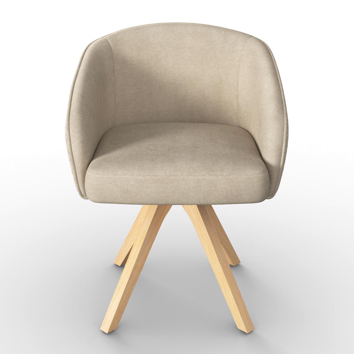 Armlehnstuhl Emmie Taupe Chenille Drehbar Gepolstert - Taupe/Eichefarben, MODERN, Holz/Textil (60/75/60cm) - Bessagi Home