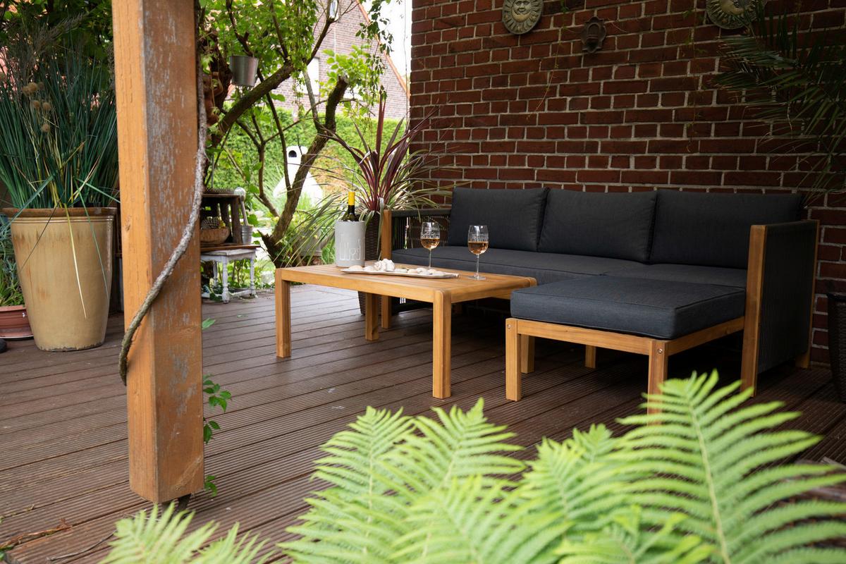 Lounge Garnitura Malaga, Akacija, Siva - barva tikovine/siva, Basics, tekstil/les (198/132cm) - Acamp