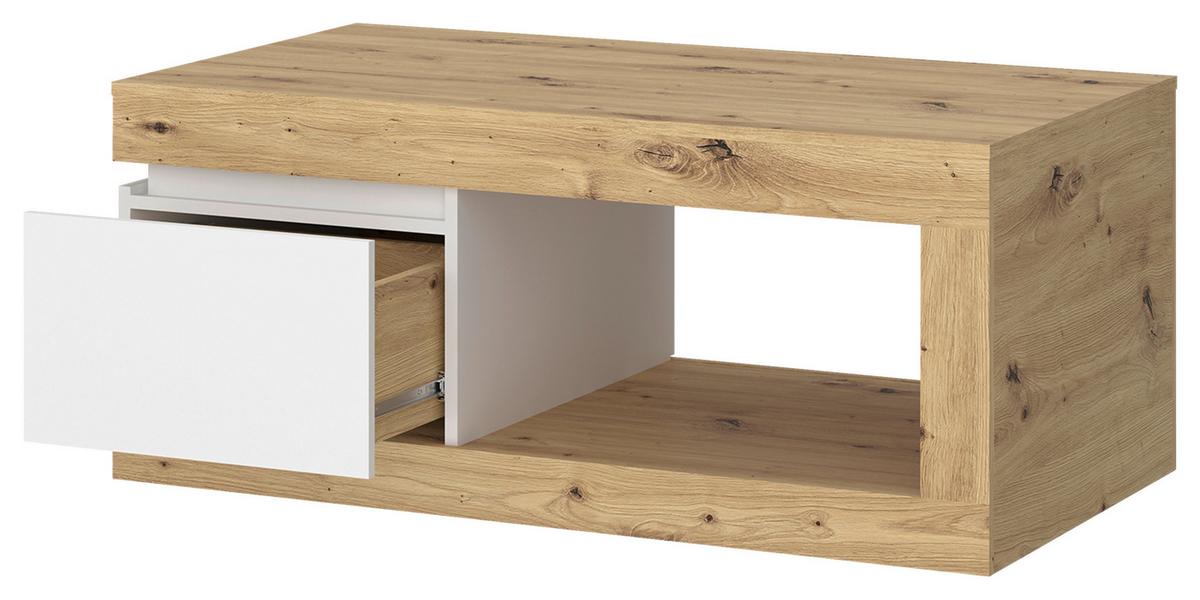 Măsuță de cafea LUCI - alb/stejar Artisan, Trend, plastic/material pe bază de lemn (110/50,3/70cm) - Modern Living