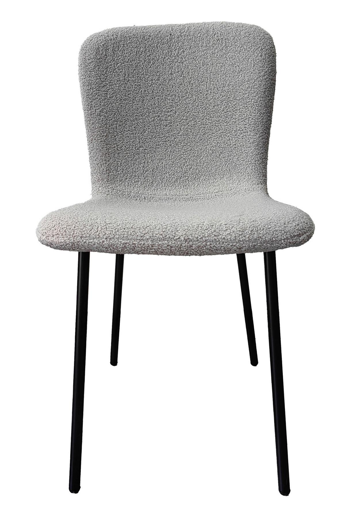 Set Stolov Bouclé, Svetlo Siva, 4-Delni - črna/svetlo siva, Moderno, kovina/tekstil (44/79/52cm) - Livetastic