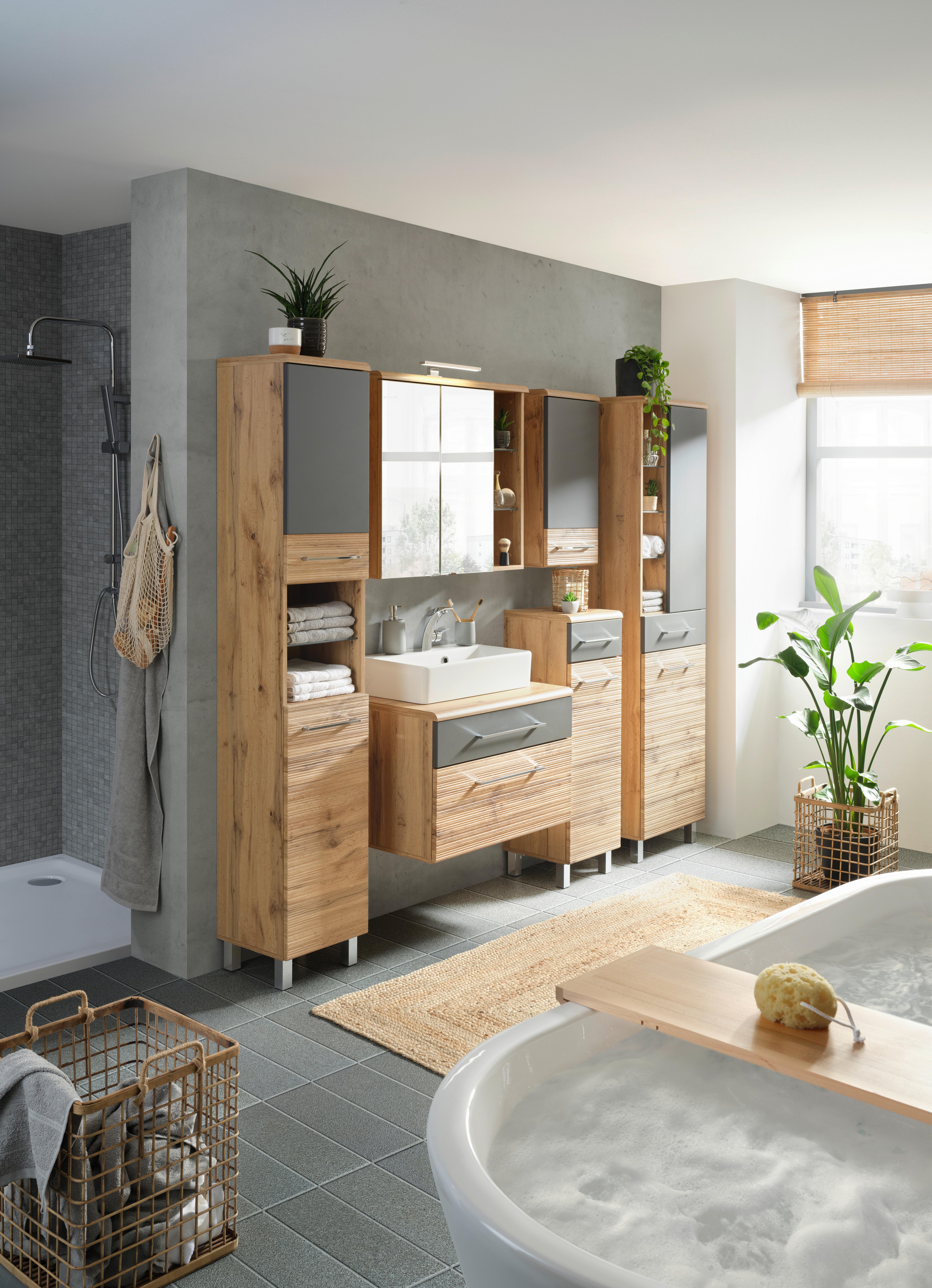 HÖGSKÅP FLOAT -EXKLUSIV- - kromfärg/antracit, Modern, metall/trämaterial (35/194/33cm) - Premium Living