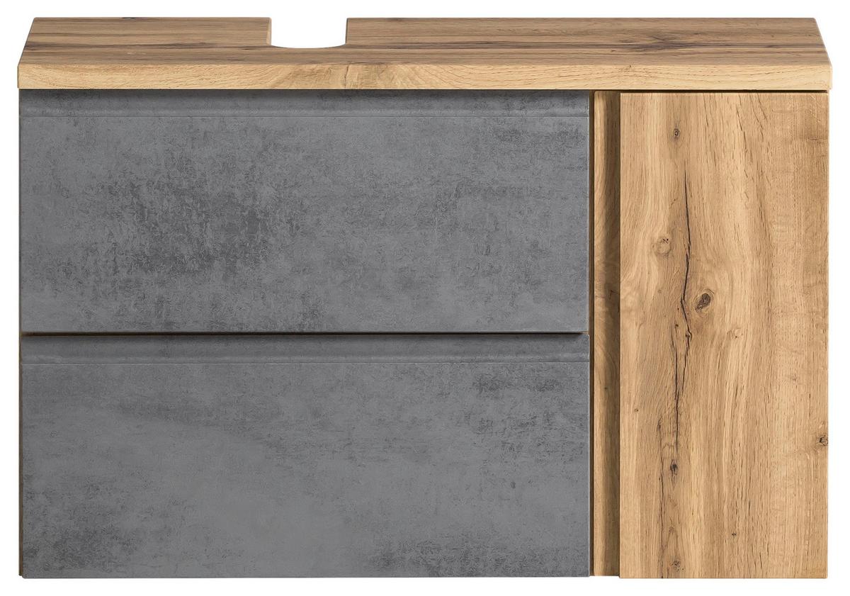 Waschbeckenunterschrank Varese ca. 85x56 cm Wotan Eiche - Eiche Wotan/Hellgrau, MODERN, Holzwerkstoff (85/56/35cm) - Held