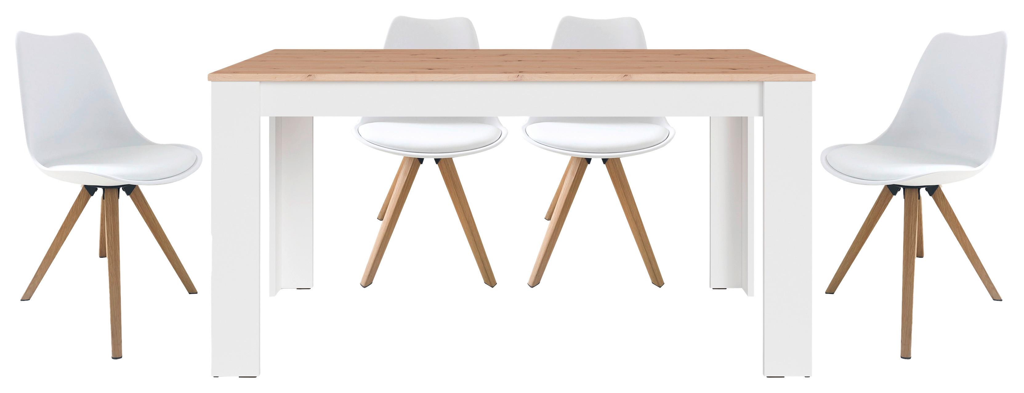 TISCHGRUPPE KIRA - Weiß/Eiche Artisan, MODERN, Holzwerkstoff/Kunststoff - MID.YOU