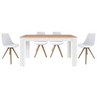 TISCHGRUPPE KIRA - Weiß/Eiche Artisan, MODERN, Holzwerkstoff/Kunststoff - MID.YOU