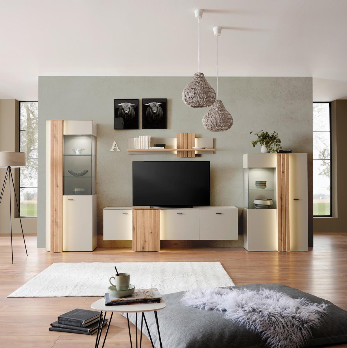 Vitrina Santana - Moderno, staklo/drvni materijal (71,8/203/44,8cm) - Modern Living