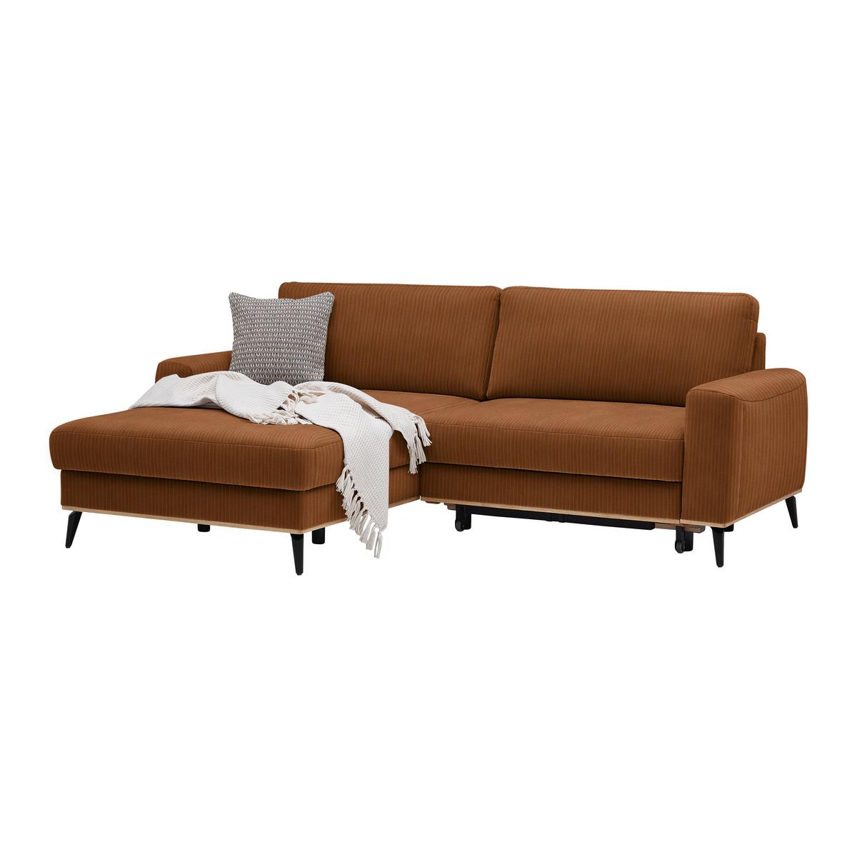 Wohnlandschaft Romeo Rostfarben - Rostfarben/Schwarz, KONVENTIONELL, Textil/Metall (167/87/234cm) - Zandiara