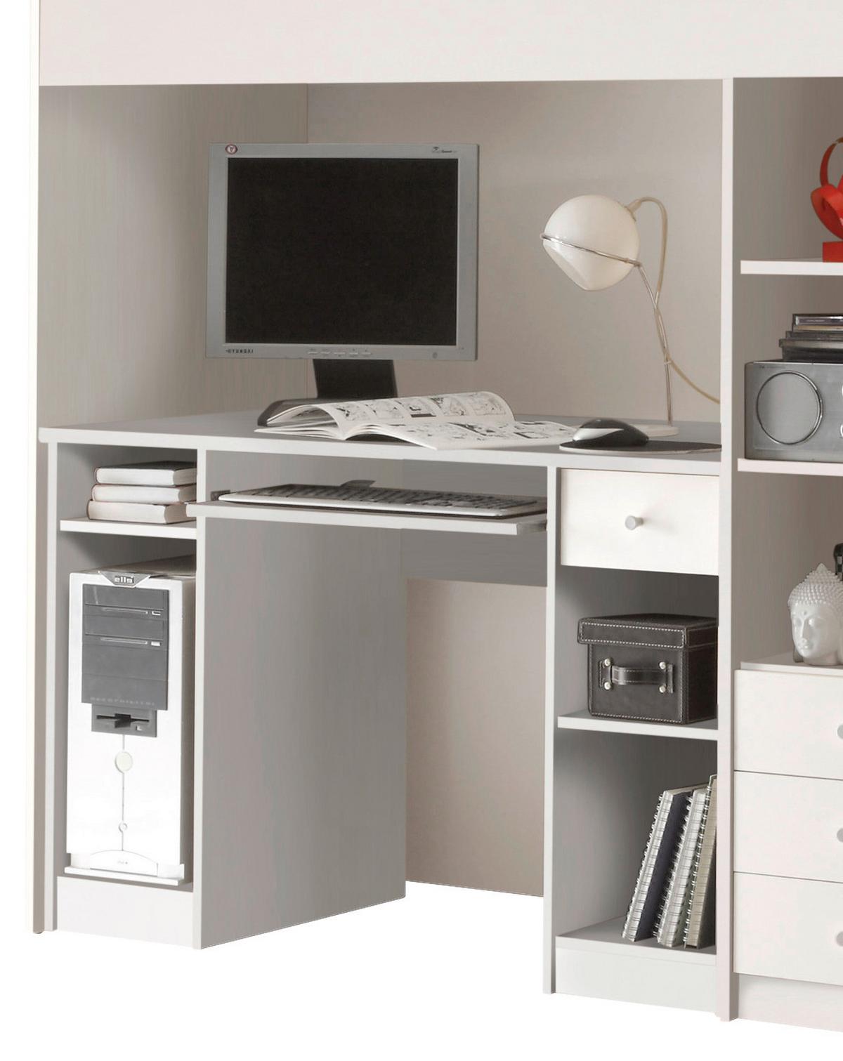 Visoka Postelja Unit, Bela, 90x200, Višina 160 Cm - bela, Moderno, leseni material (90/200cm) - MID.YOU