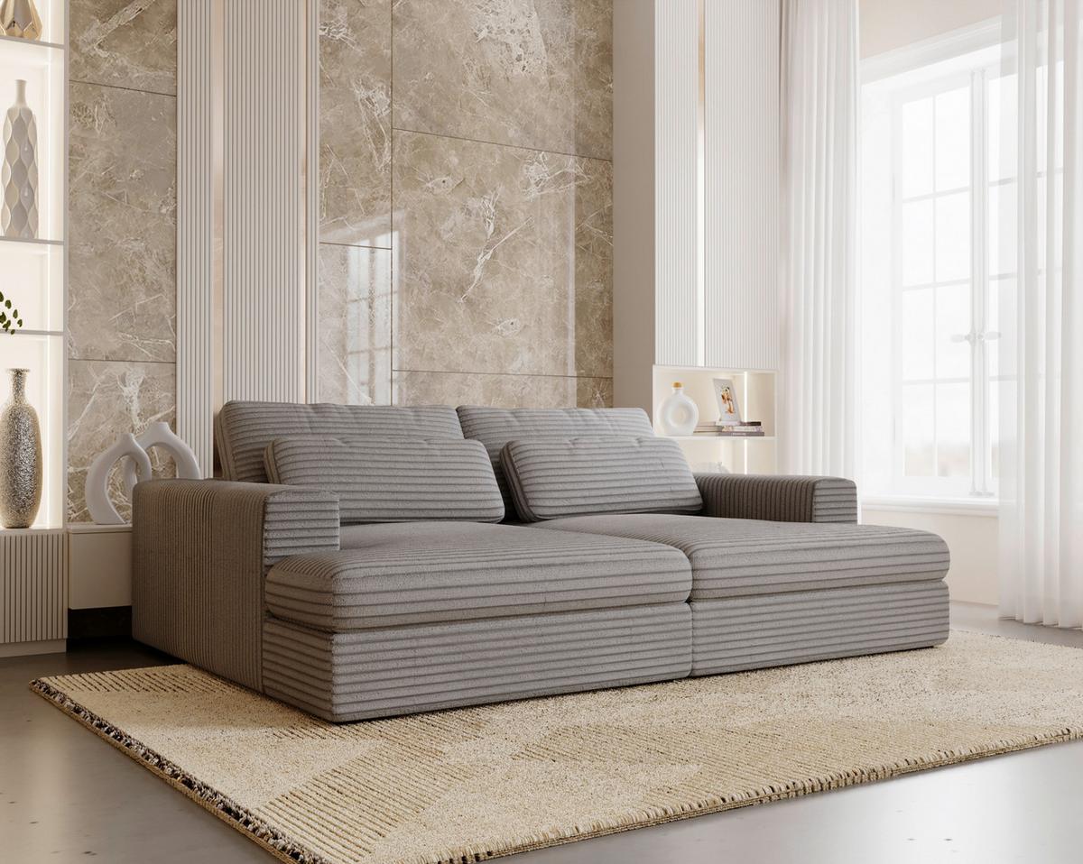 SOFA BIG LEILA -EXKLUSIV- - czarny/szary, Design, tkanina (218/80/158cm) - home24