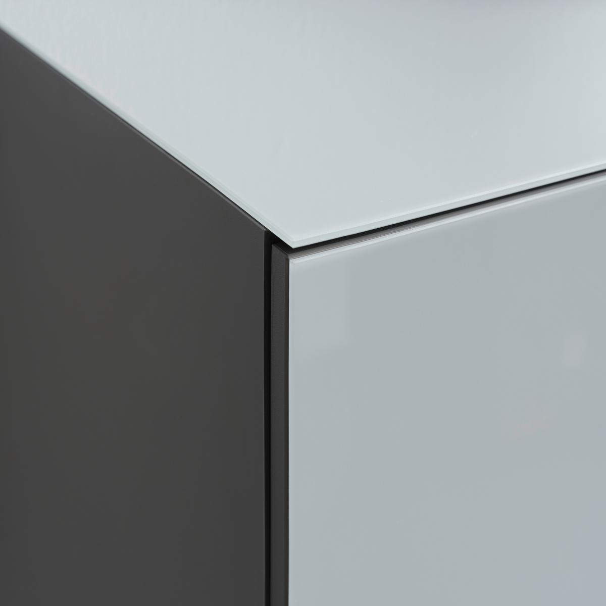 Sideboard Oakland in Grau/Graphitfarben - Chromfarben/Silberfarben, MODERN, Glas/Holzwerkstoff (134/102/42cm) - Premium Living