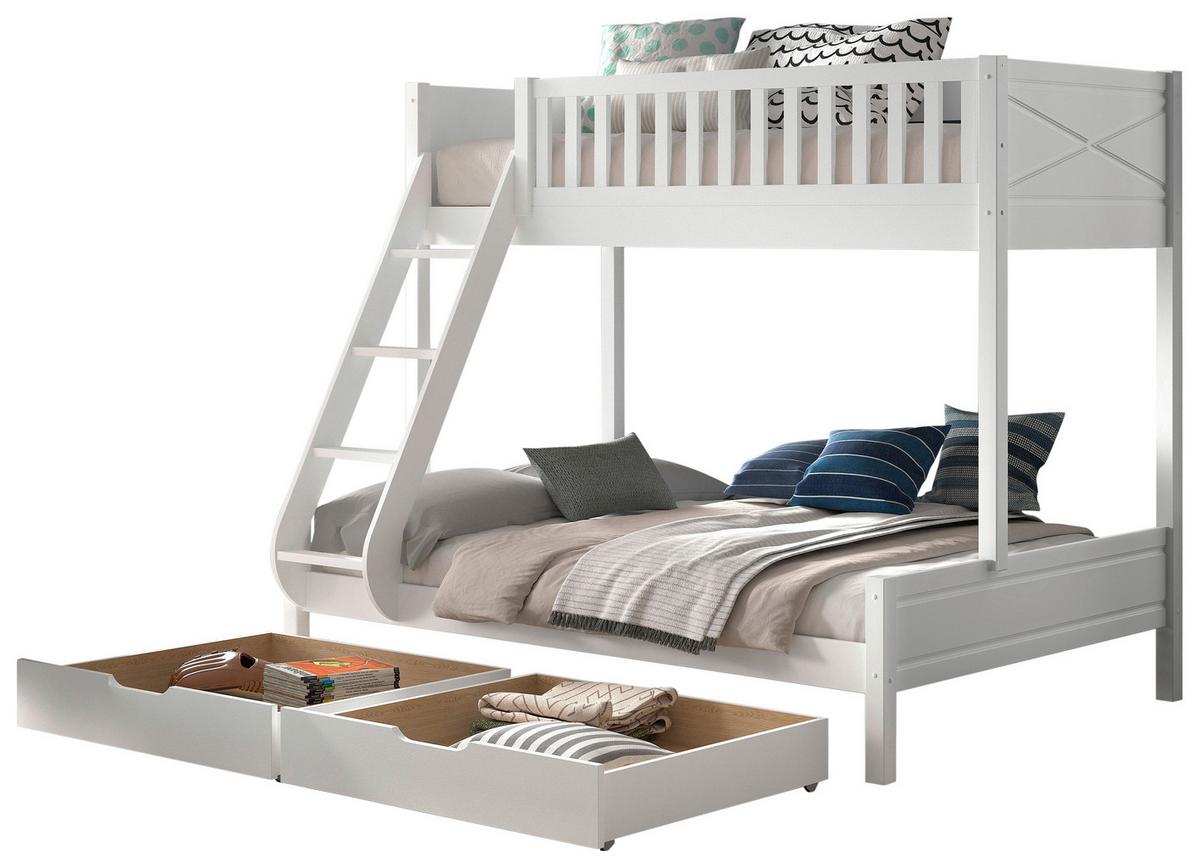 Etagenbett SCOTT ca.90x200cm mit Bettschublade - Weiß, Natur, Holz (90/200cm) - Vipack