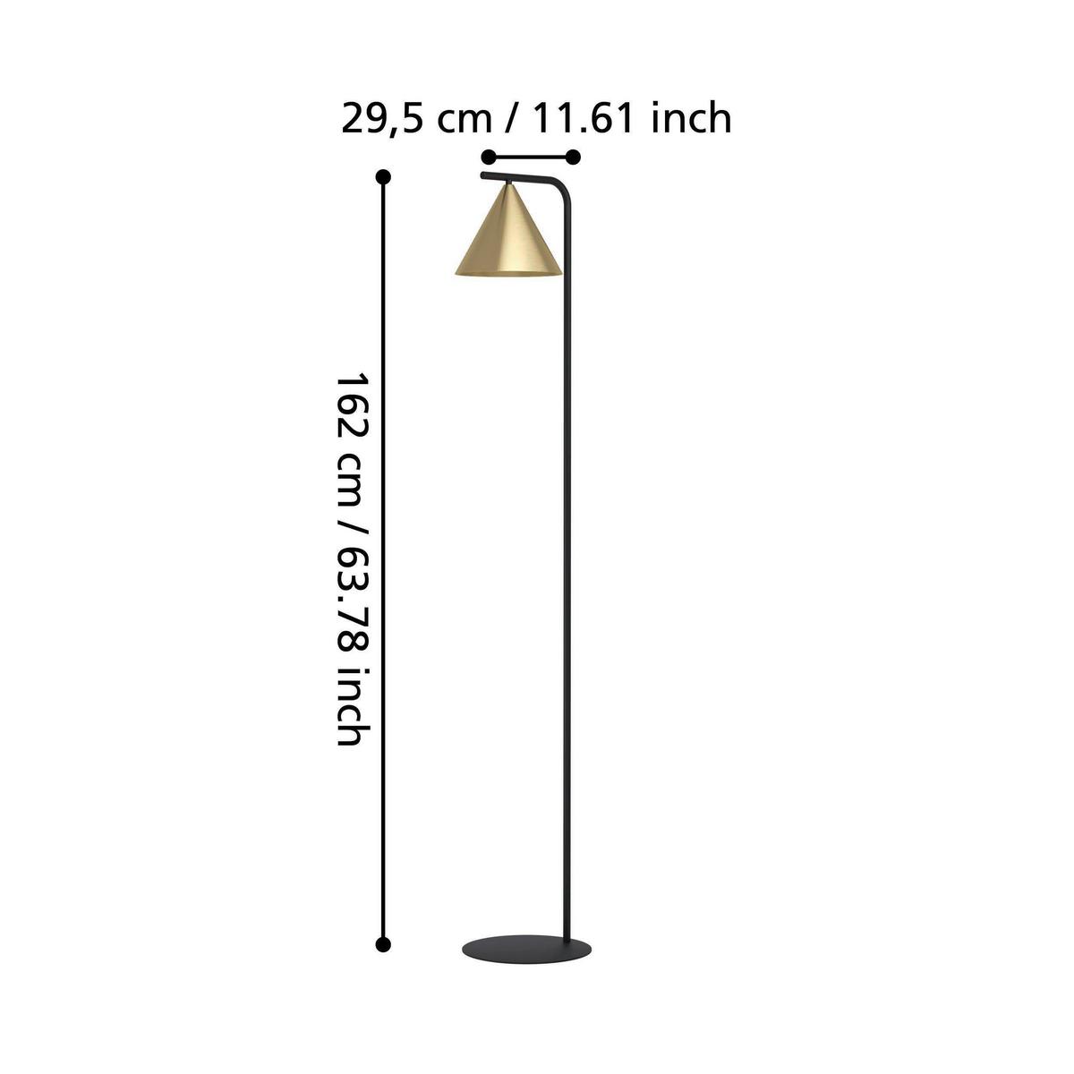 Stehleuchte 99594_narices - Messingfarben/Schwarz, Design, Metall (29,5/22/162cm) - Eglo