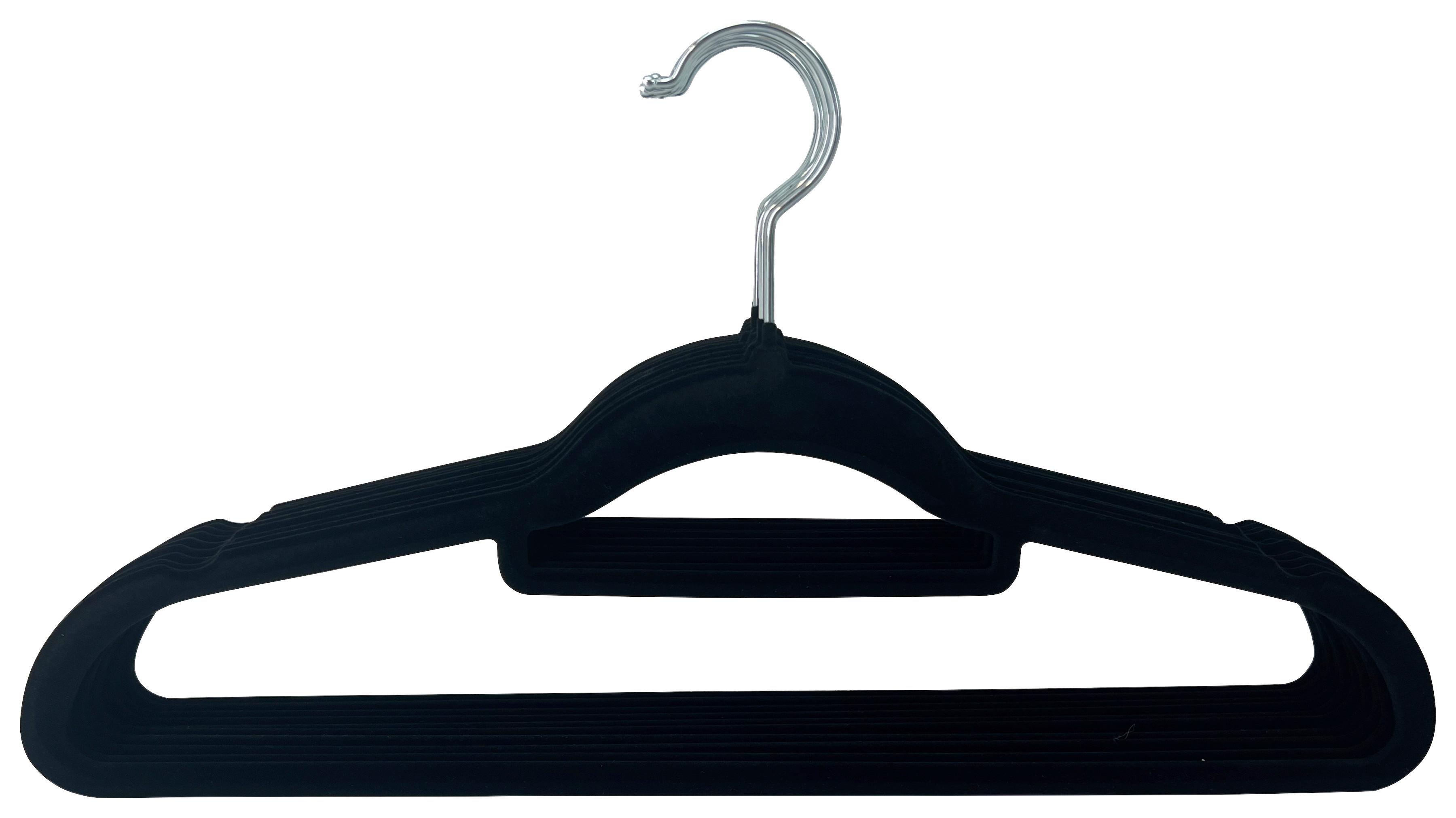 Vállfaszett Velvet - fekete, Modern, műanyag/textil (45/23/0.5cm) - Mömax