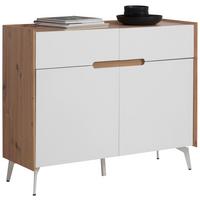 KOMODA VALE - biały/dąb artisan, Design, materiał drewnopochodny/metal (110/91/40cm) - Carryhome