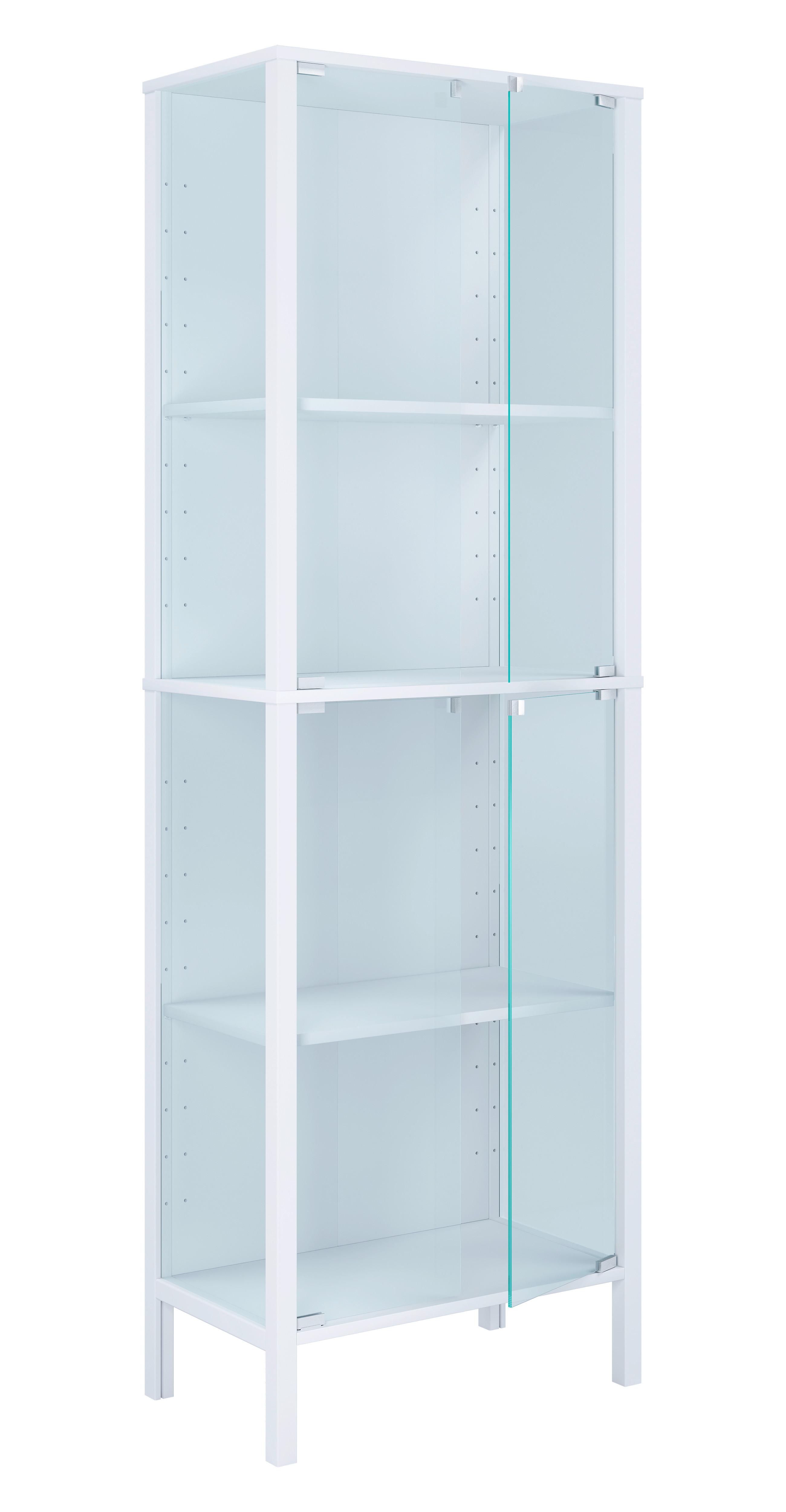 Vitrine Jensol Weiß/Klar - Klar/Weiß, Design, Glas/Holzwerkstoff (60/178/35cm) - Livetastic