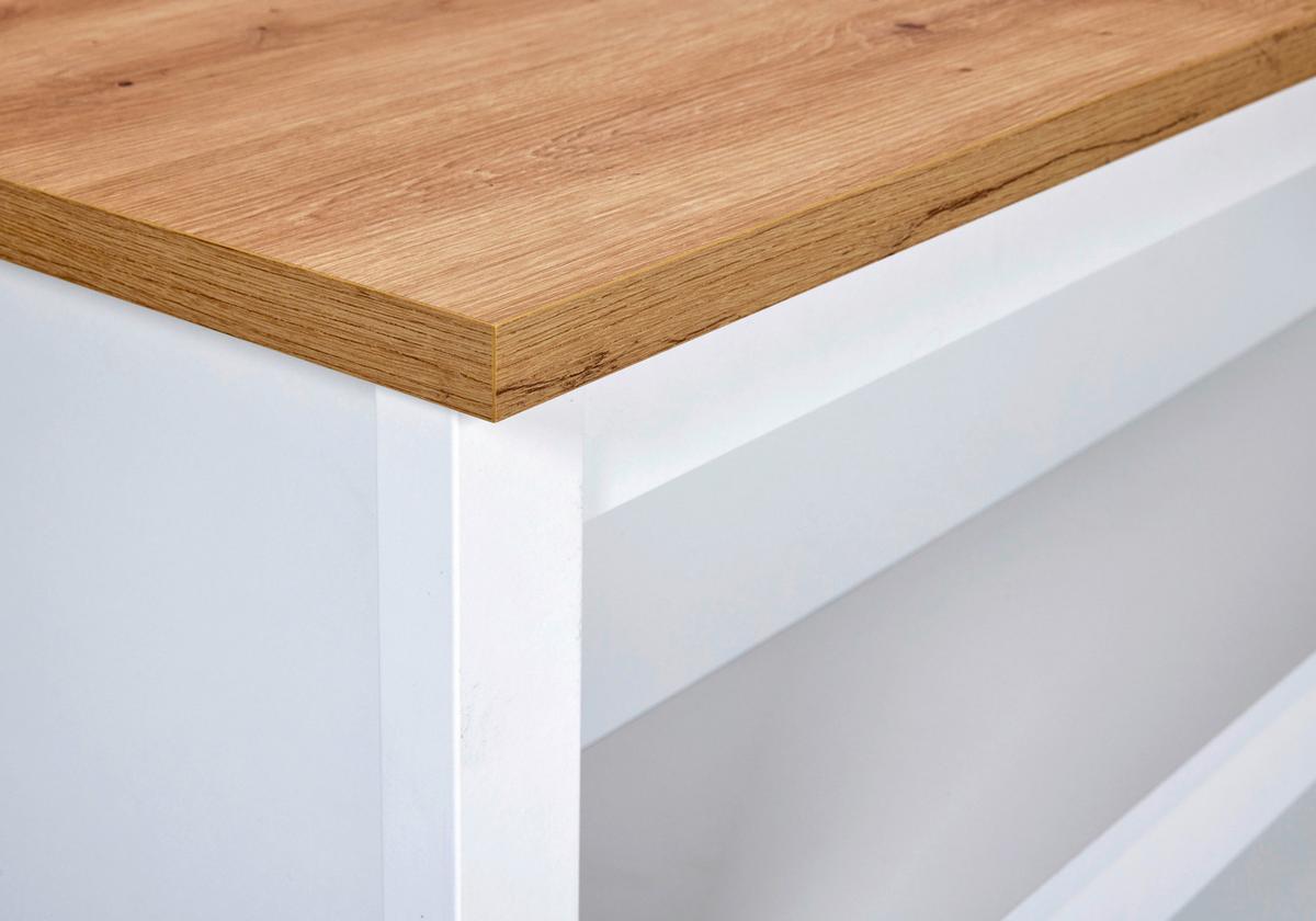 Kücheninsel Sicilia Weiß - Silberfarben/Weiß, MODERN, Holzwerkstoff/Metall (124/91/75cm) - Mömax