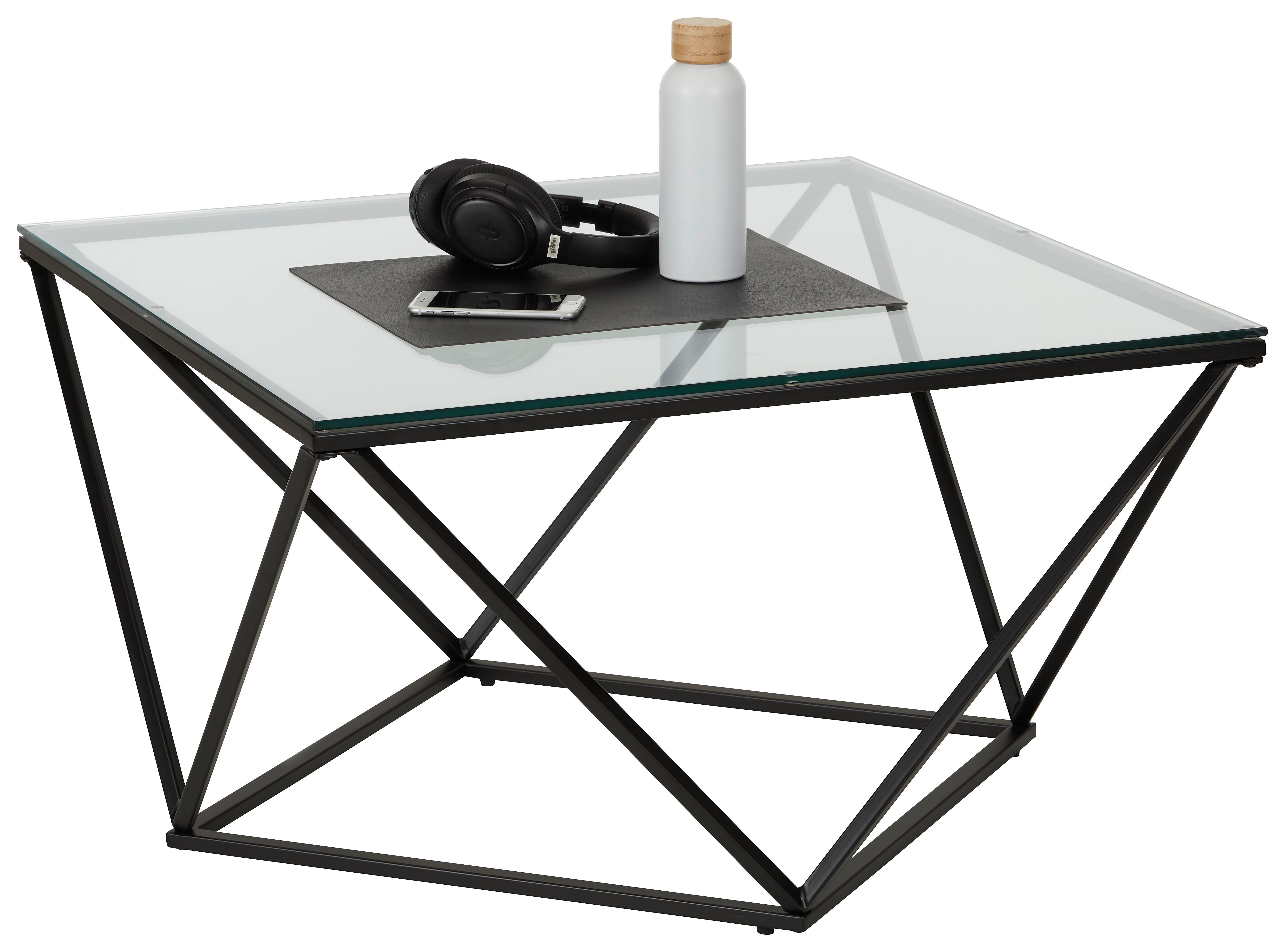 Couchtisch in Schwarz ca. 80x45x80cm - Schwarz, MODERN, Glas/Metall (80/80/45cm) - Based