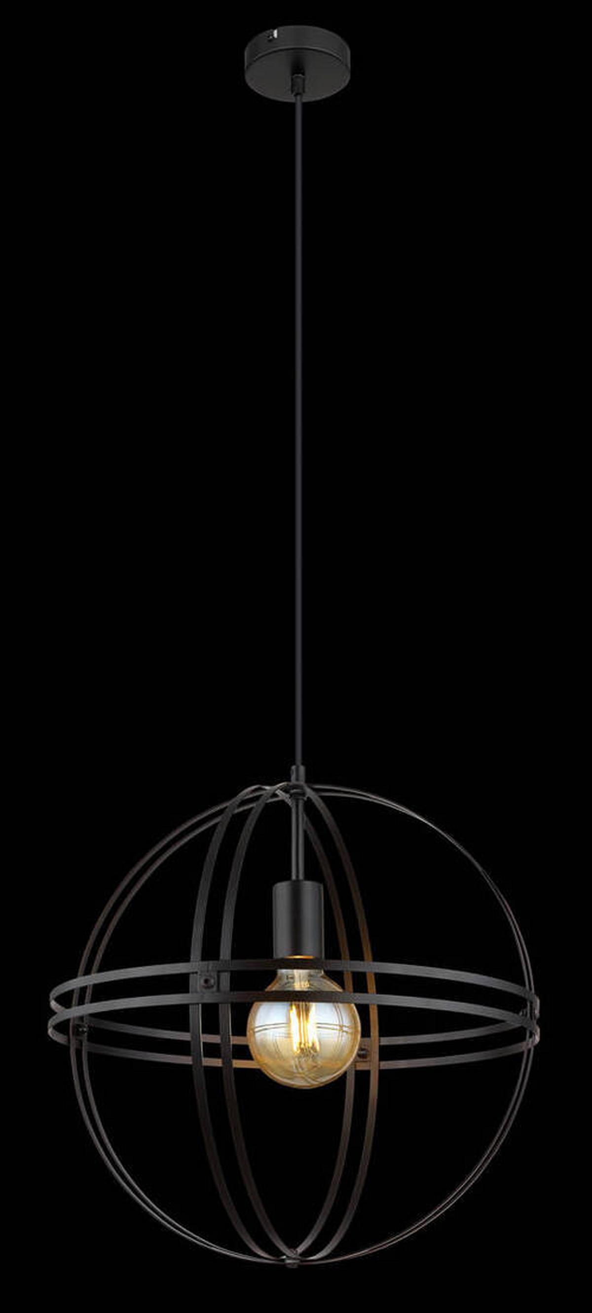 Hängeleuchte Tamara Schwarz matt max. 60 Watt - Schwarz, Design, Metall (40/120cm) - Globo