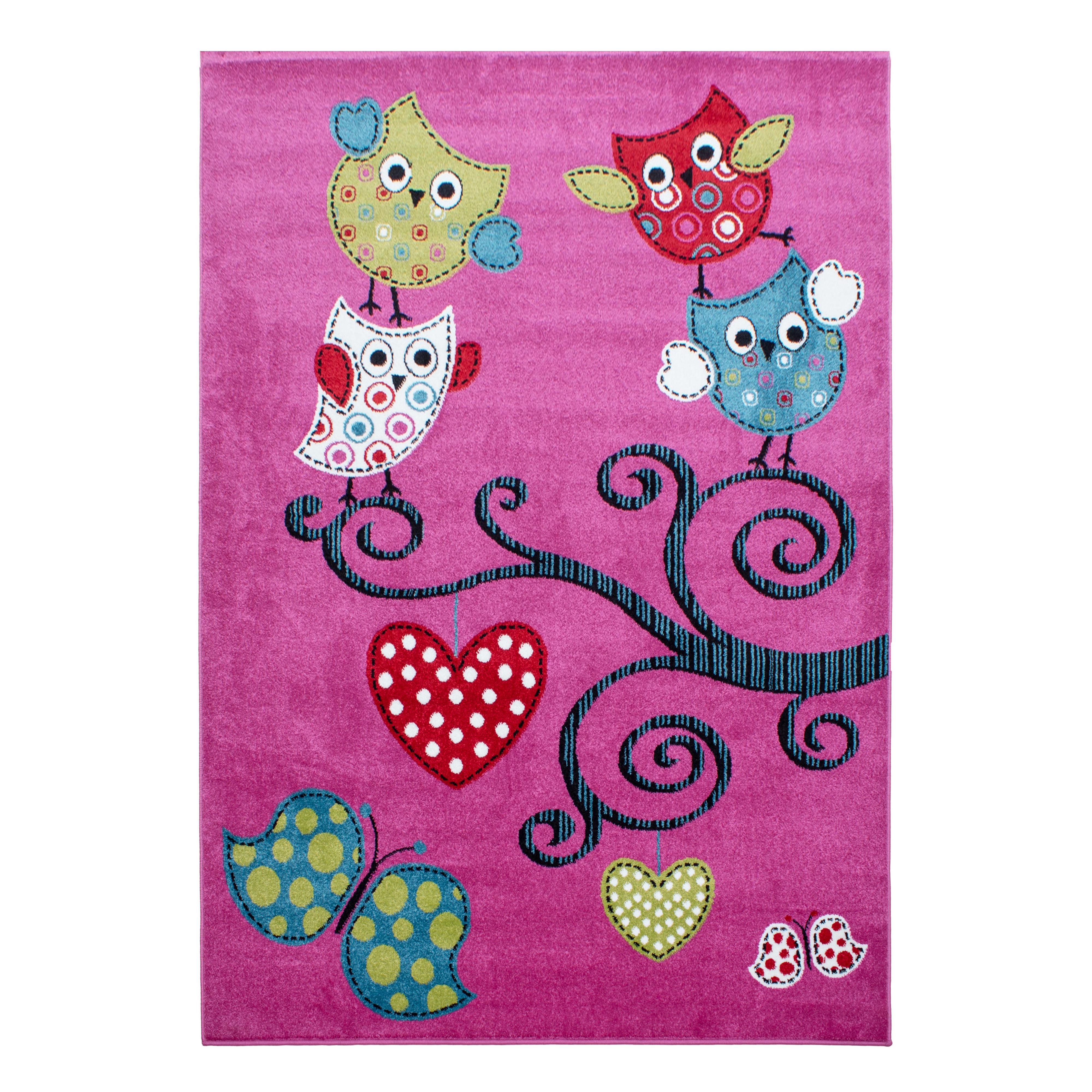 SPIELTEPPICH TASNA in Violett, mit Eulen-Motiv, 120 x 170 cm - Lila, Textil (170/120cm) - KADIMA DESIGN