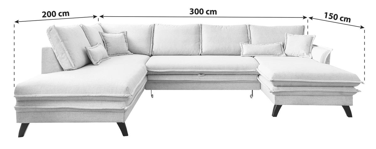Wohnlandschaft "Charming Charlie", in Petrol - Petrol/Schwarz, Basics, Holz/Holzwerkstoff (200/300/150cm) - MID.YOU