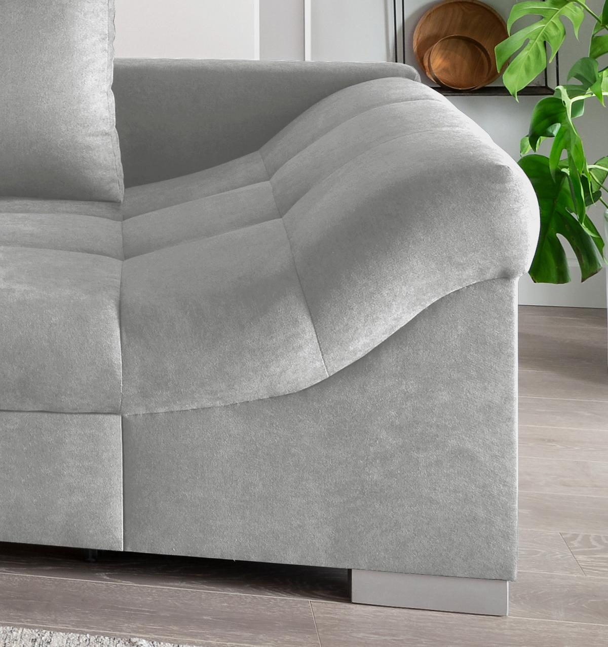 Wohnlandschaft Alvito Hellgrau Nylon/Mikrofaser - Silberfarben/Hellgrau, Design, Holz/Textil (202/298cm) - MID.YOU