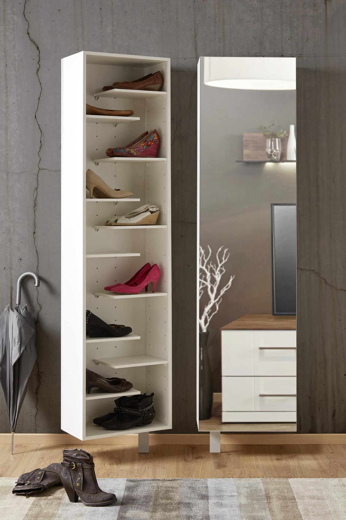 Ormar Za Cipele Woody - bijela, Moderno, staklo/drvni materijal (45/176/25cm) - Modern Living