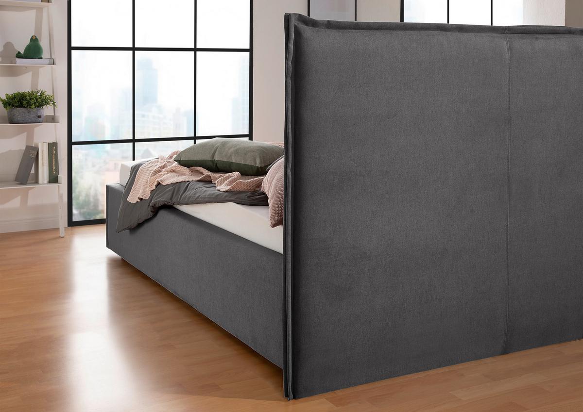 Polsterbett Stacey Anthrazit ca. 160x200 cm - Anthrazit/Schwarz, MODERN, Kunststoff/Textil (160/200cm) - Livetastic