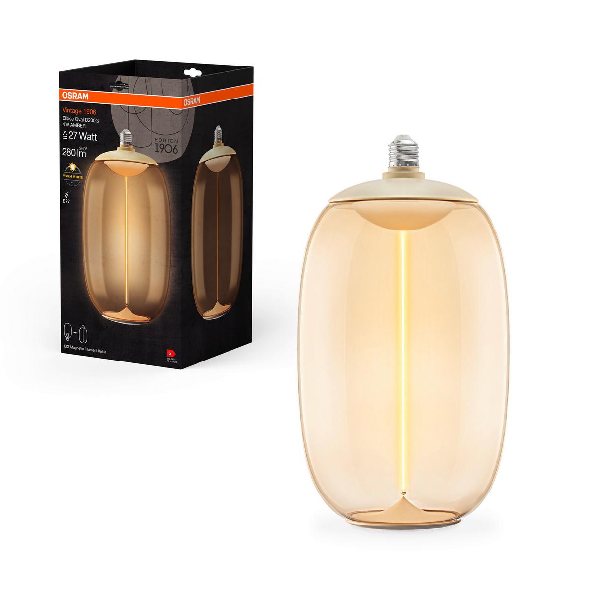 ŻARÓWKA LED VINTAGE 1906 BIG ELIPSE OVAL27 - kolor bursztynowy, Konventionell, tworzywo sztuczne (20/37cm) - Ledvance