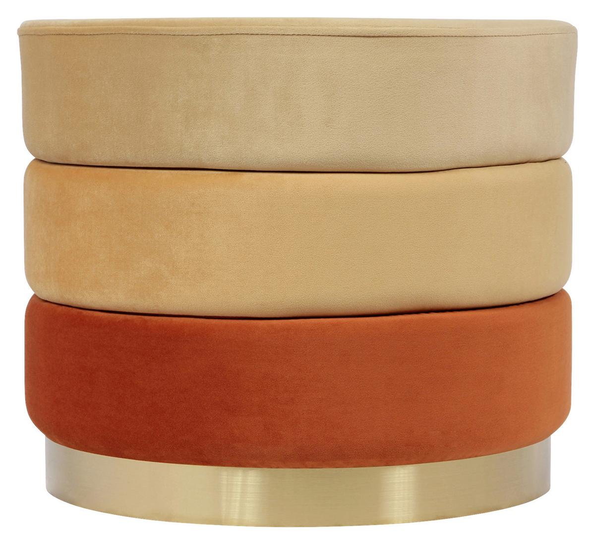 HOCKER ELYSE 100 - Goldfarben/Orange, Design, Textil/Metall (50/42cm) - Kayoom