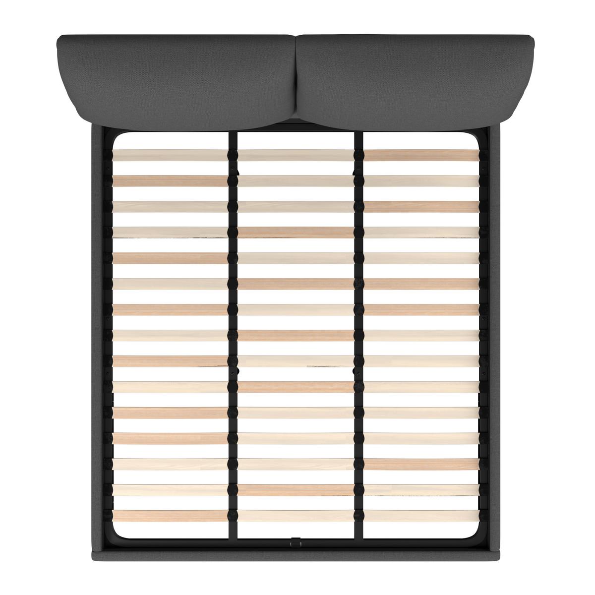 Polsterbett Perla Dunkelgrau ca. 180x200 cm - Dunkelgrau/Schwarz, MODERN, Holz/Kunststoff (180/200cm) - Bessagi Home