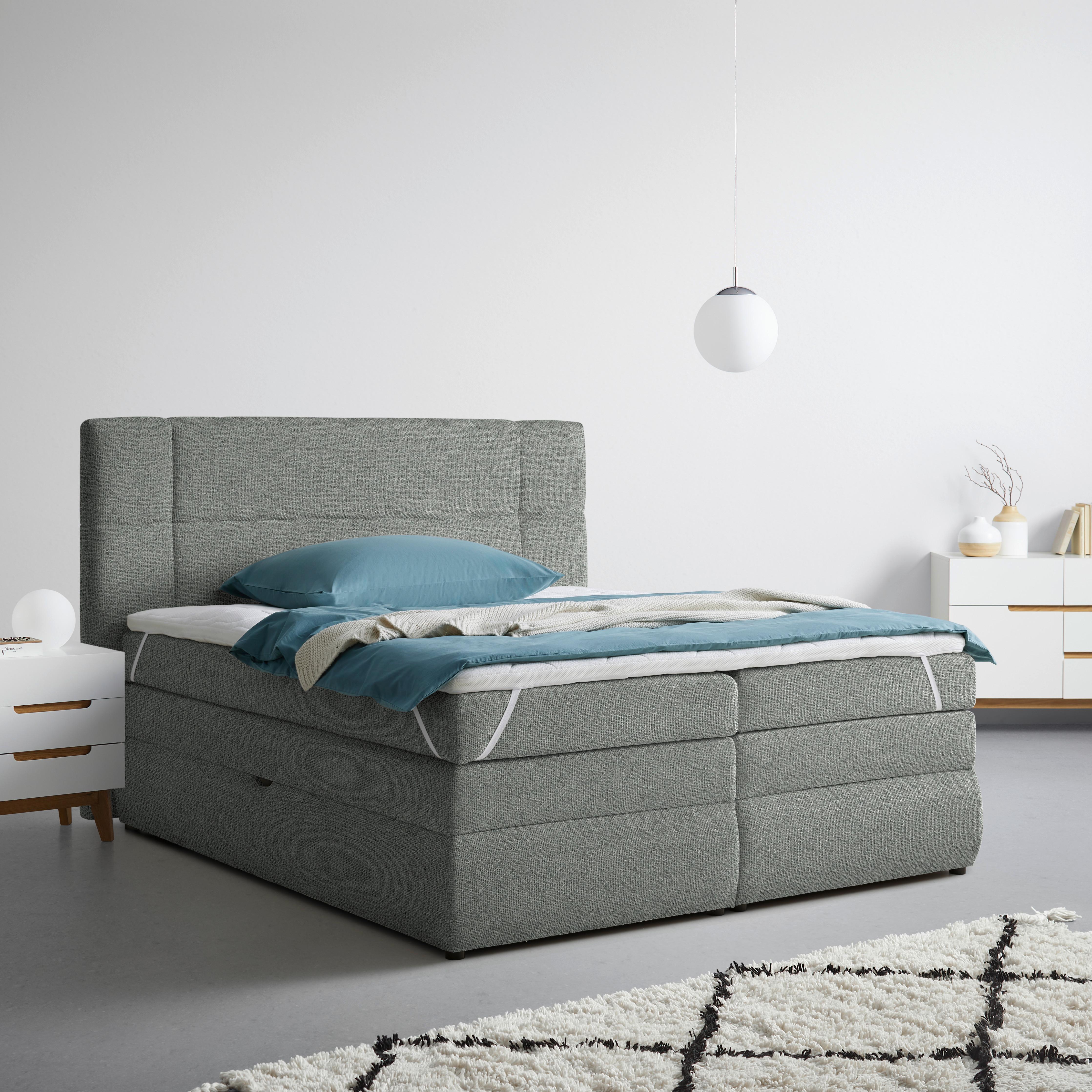 Boxspringbett Palace Grau ca. 180x200cm - Grau, KONVENTIONELL, Kunststoff/Textil (180/200cm) - Premium Living