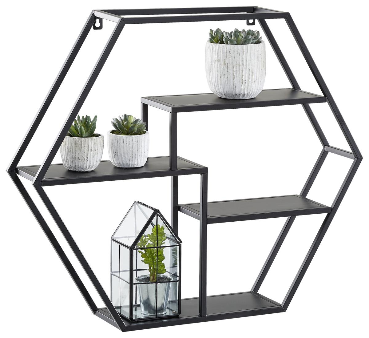 REGAŁ ŚCIENNY KAI - czarny, Trend, metal (60/52/13cm) - Landscape