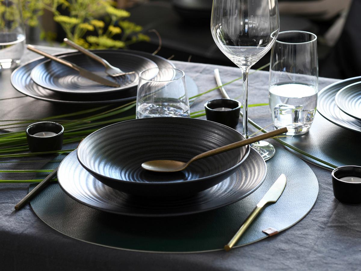 Kombiservice Lava Stone Black Schwarz, 24-teilig - Schwarz, Basics, Keramik - Creatable