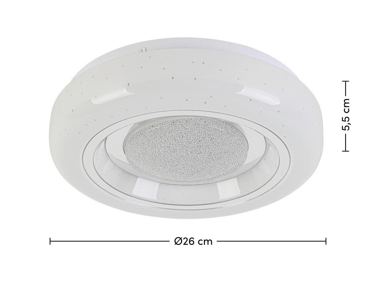 Led-deckenleuchte Ali Weiss/chromfarben Max.12 Watt - Chromfarben/Weiss, Modern, Kunststoff/Metall (26/26/5,5cm) - Mömax