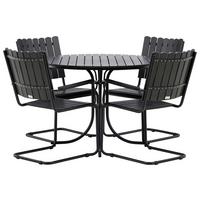Gartentischgruppe Holmsund Schwarz - Schwarz, KONVENTIONELL, Metall - Gardenson
