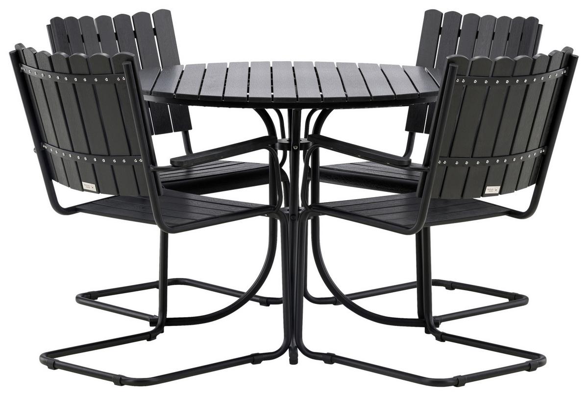 Gartentischgruppe Holmsund Schwarz - Schwarz, KONVENTIONELL, Metall - Gardenson