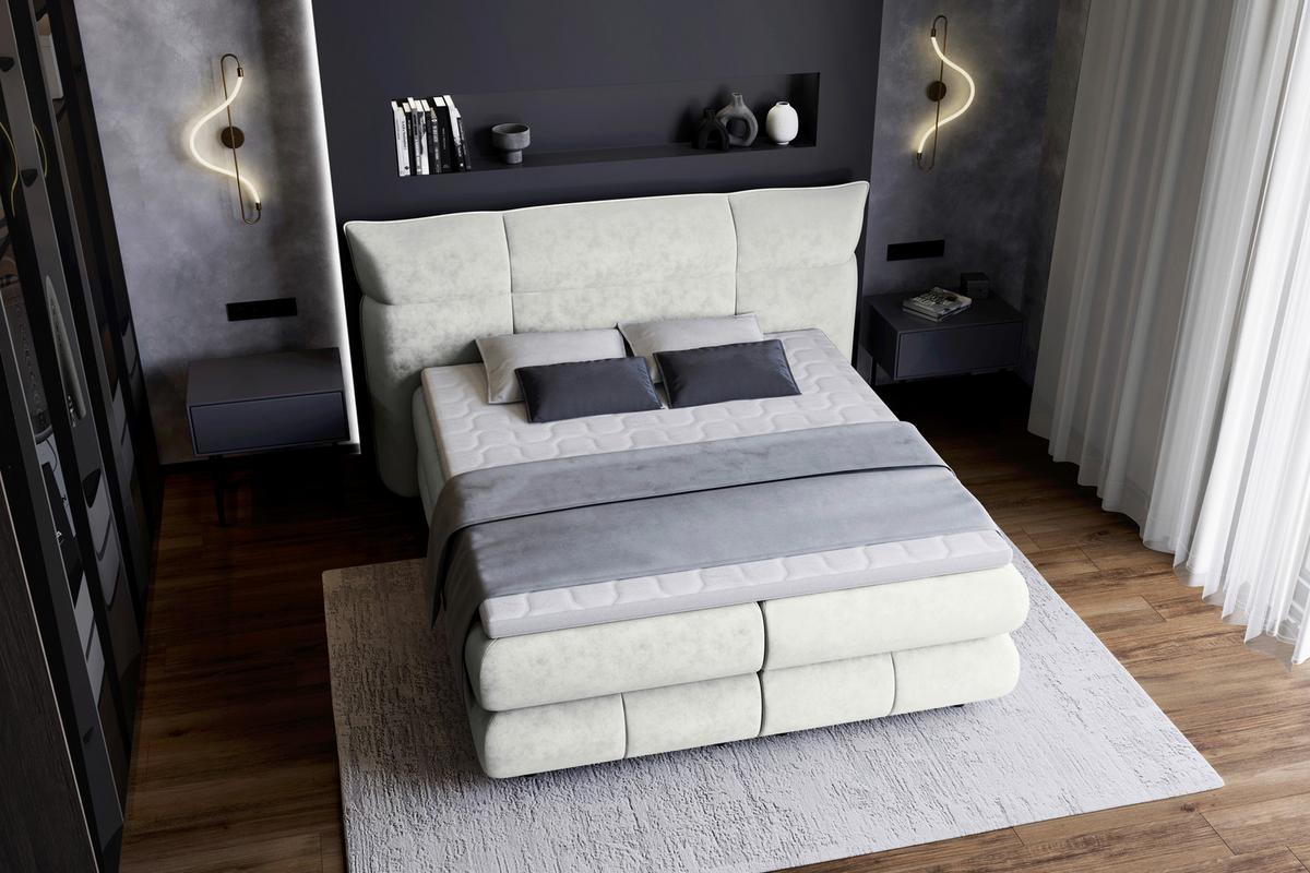 Boxspring Krevet Caramelo - crna/krem, Trend, tekstil/plastika (140/200cm) - Premium Living