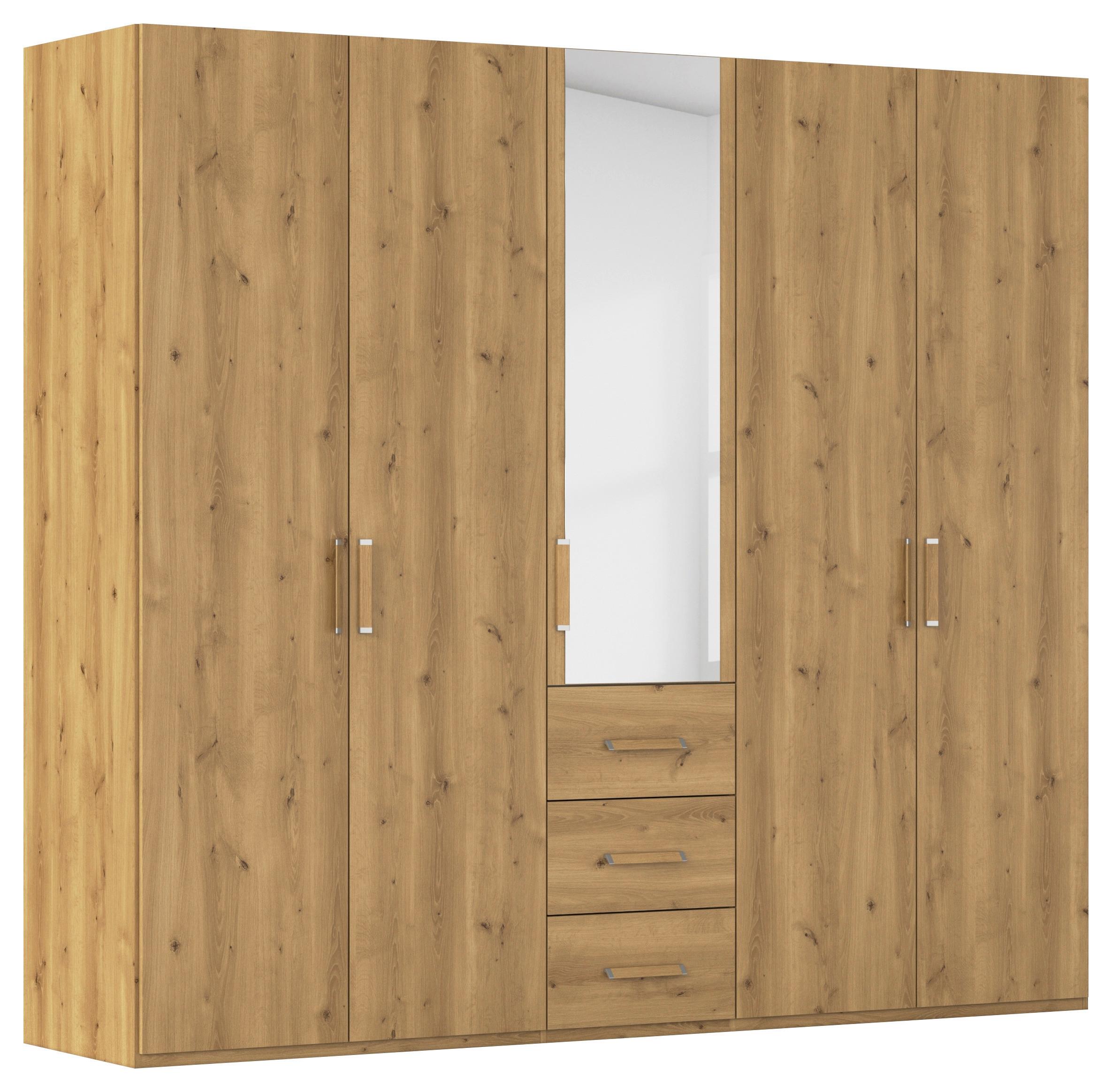 Omara S Klasičnimi Vrati Evelyn, Barva Hrasta - barve hrasta, Design, umetna masa/steklo (251/223/60cm) - Novel