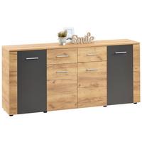 Komód 4 Ajtó 2 Fiók Uno - tölgyfa színű/szürke, Modern (177/80/40cm)