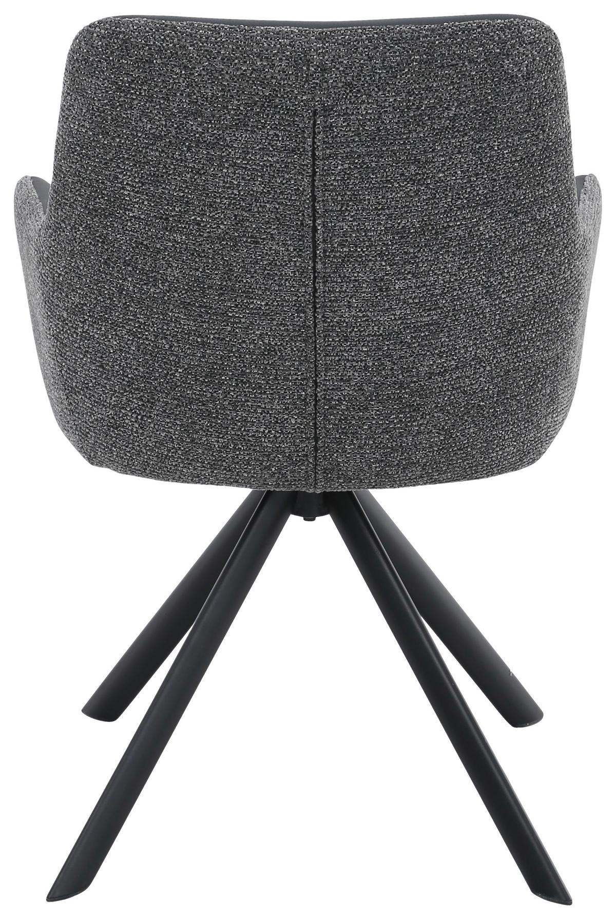 Armlehnstuhl Josy Grau/schwarz - Schwarz/Grau, Design, Leder/Textil (57/86/61cm) - Mömax