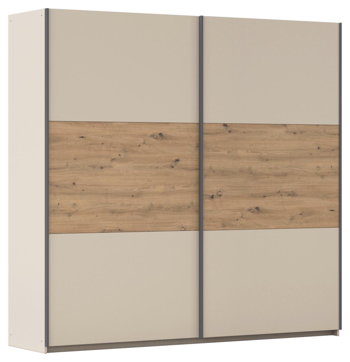Schwebetürenschrank Ellmau Champagner/Eiche Artisan - Champagner/Eiche Artisan, KONVENTIONELL, Holzwerkstoff/Metall (218/210/59cm) - Premium Living