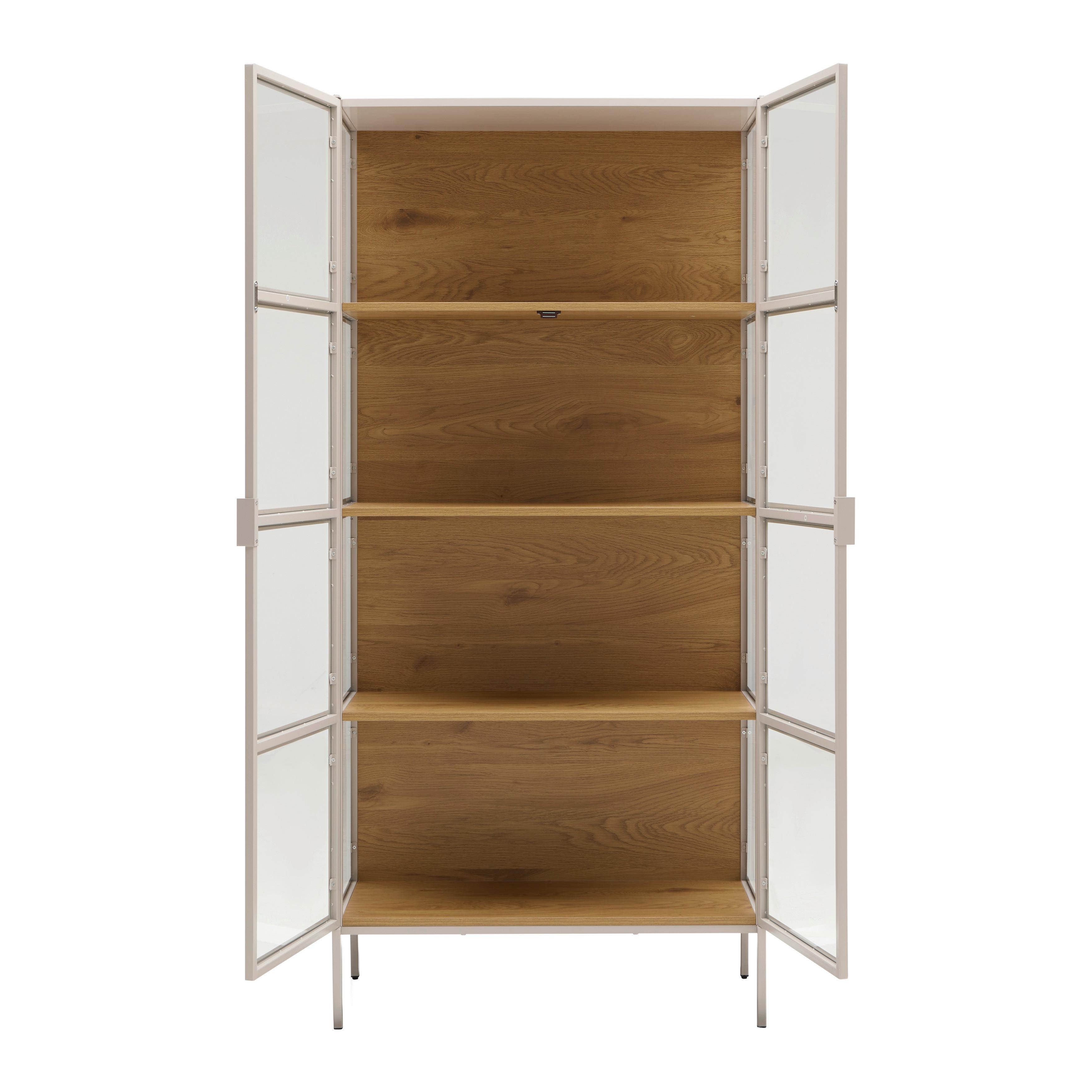 VITRINSKÅP AMY -EXKLUSIV- - beige/ekfärgad, Modern, metall/trämaterial (80/172/35cm) - Mömax