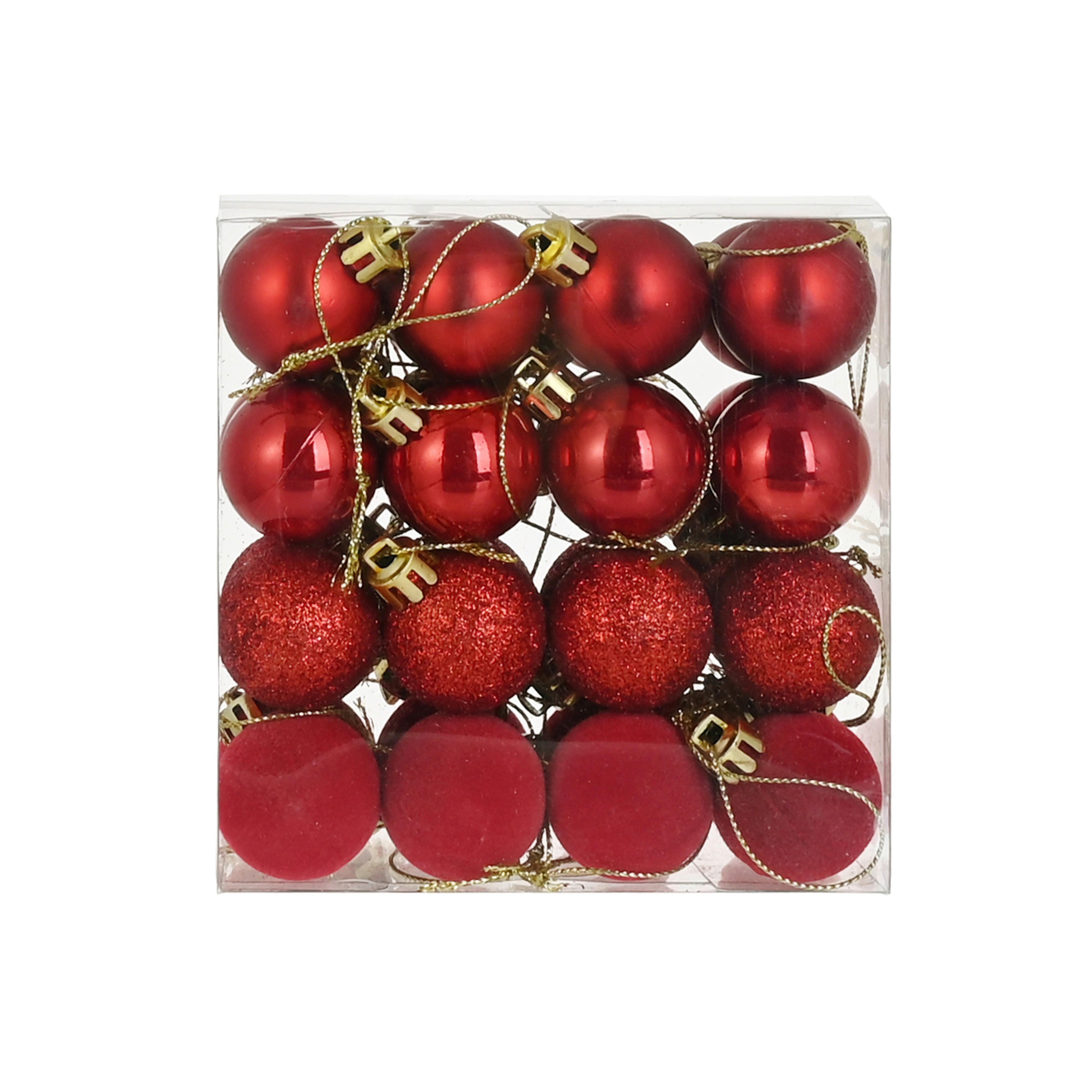 Set Globuri De Crăciun 32/1 Noelina, Ø: Cca. 3 Cm - roșu, Konventionell, plastic (3cm) - Mömax